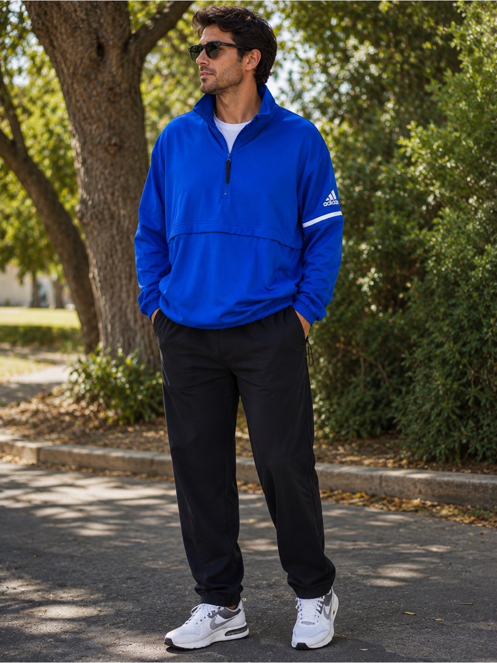 adidas Men's Bright Blue Half-Zip Performance Pullover
